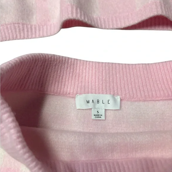 Mable Anthropologie Pink Plaid Sweater Skirt Set Cropped Preppy Chic Size Small - Picture 6 of 6